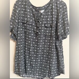 CROFT & BARROW STRETCH Women's Black and White Patterned Top